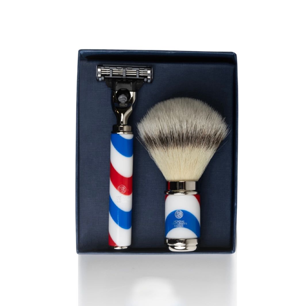 “Barber”剃须套装特别系列：剃须刀和刷子 生态银尖